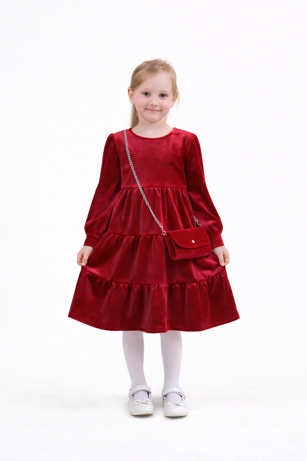 Велюровое платье с сумочкой