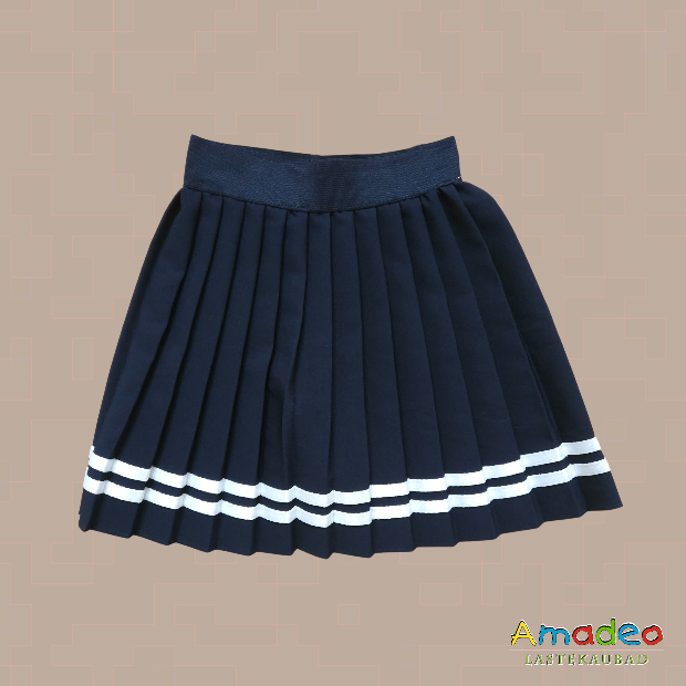 Pleated Skirt with White Stripes
