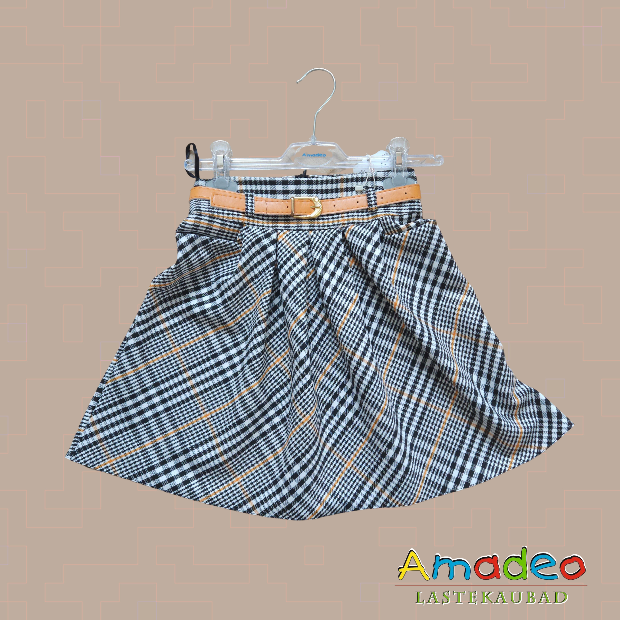 Plaid Skirt with Belt