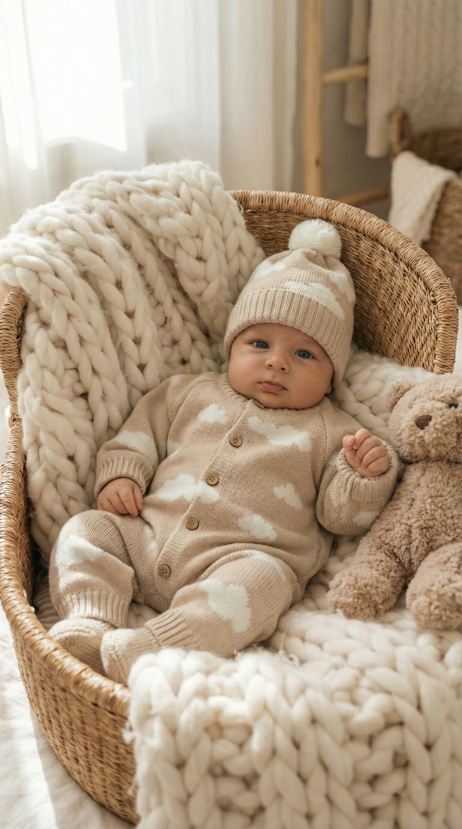 Детский вязаный комплект "Облака"