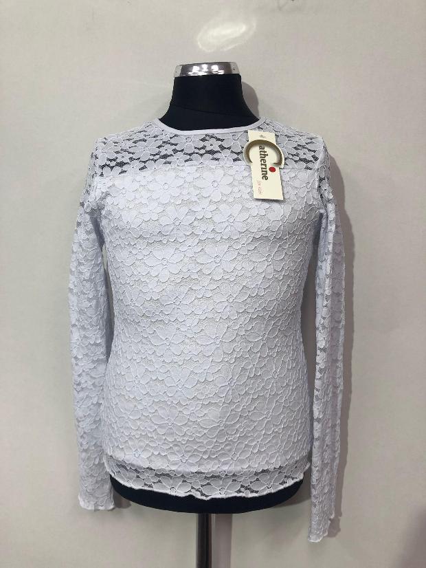 Ажурная лазурная блузка для девочки