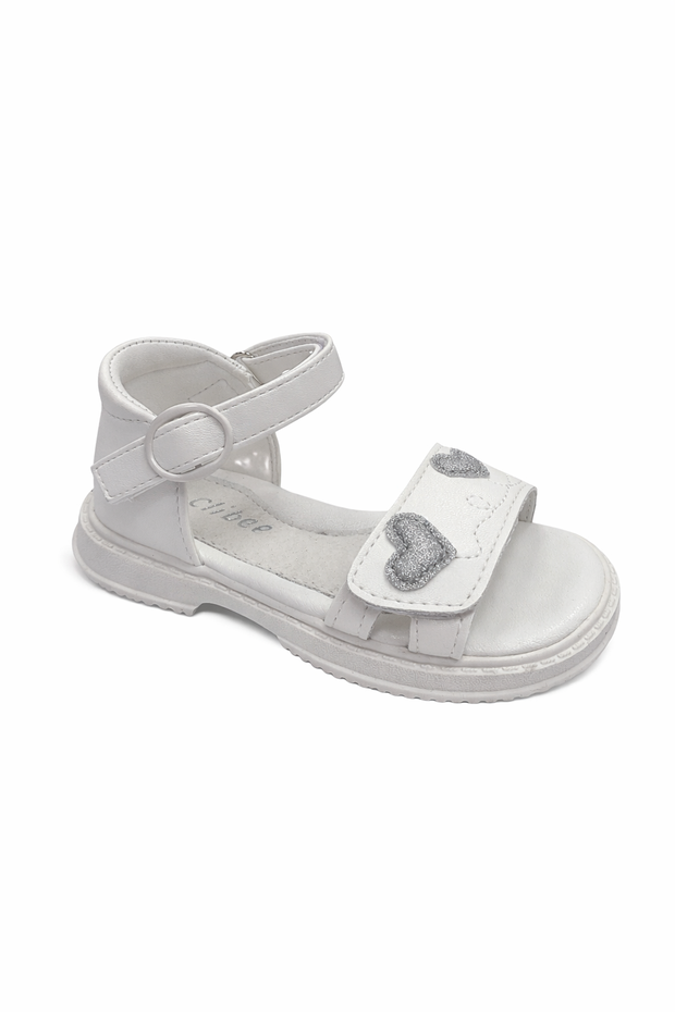 White Heart Detail Sandals