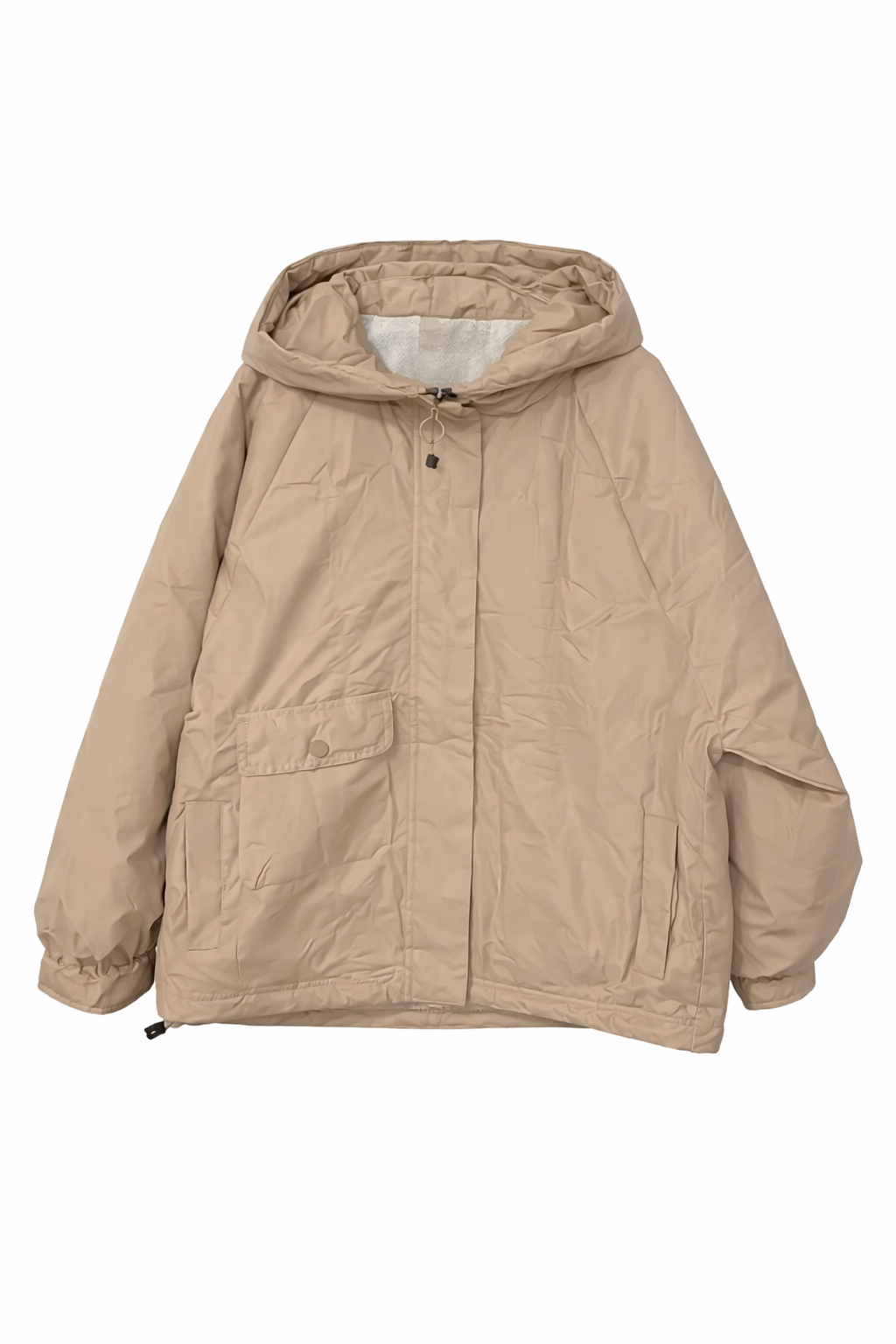 Бежевая куртка с капюшоном