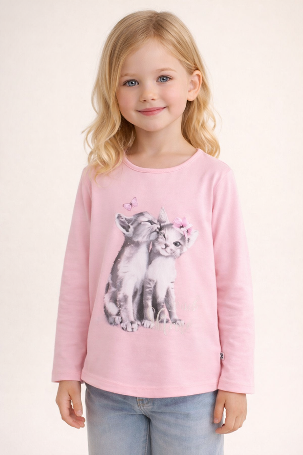 Pink Cat Long Sleeve Top