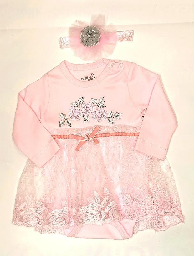 Розовое кружевное платье для малышки