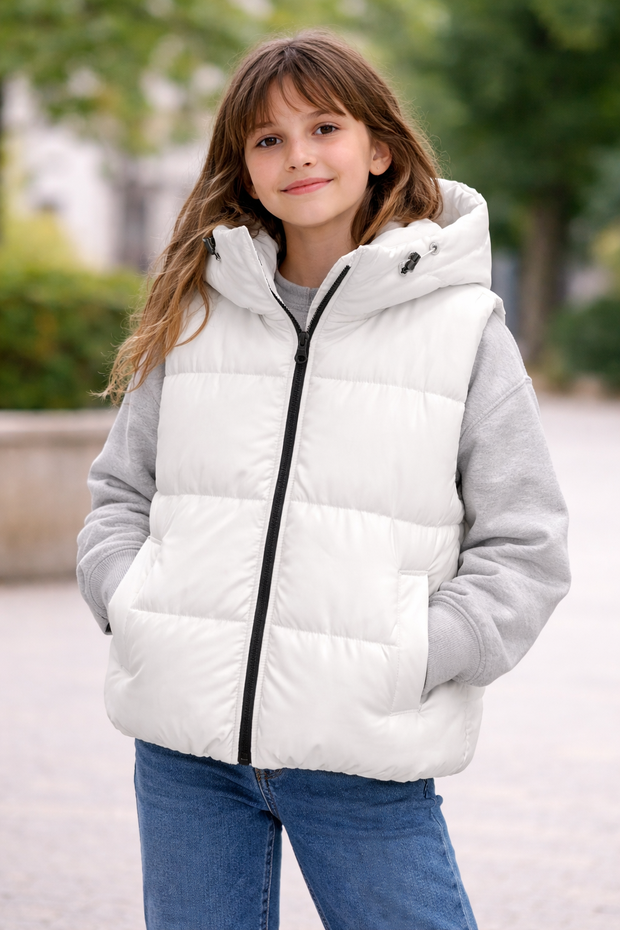 White Hooded Padded Vest