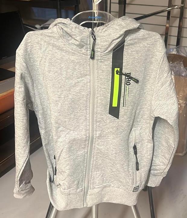 Серый трикотажный худи на молнии - image 1