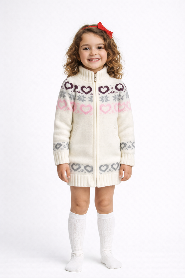 Кардиган на молнии с сердечками