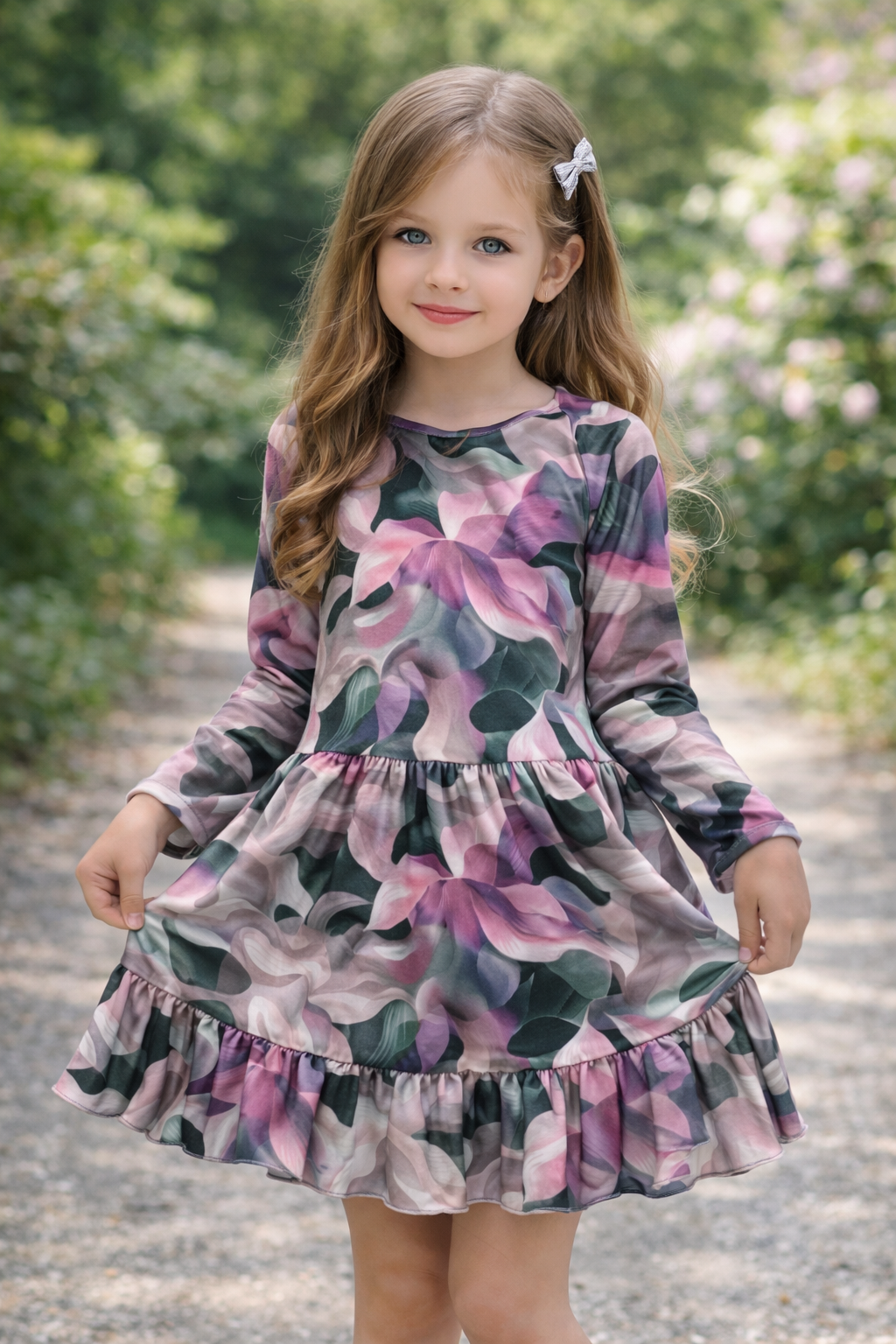 Велюровое платье с цветами