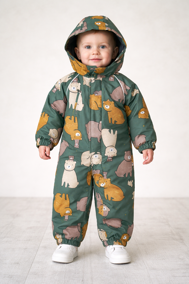 Cozy Bear Print Snowsuit