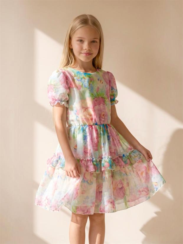 Vibrant Floral Ruffle Dress